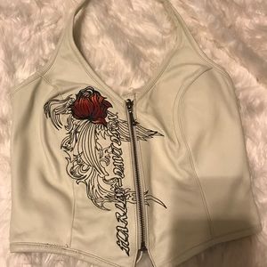 Harley-Davidson white leather halter vest